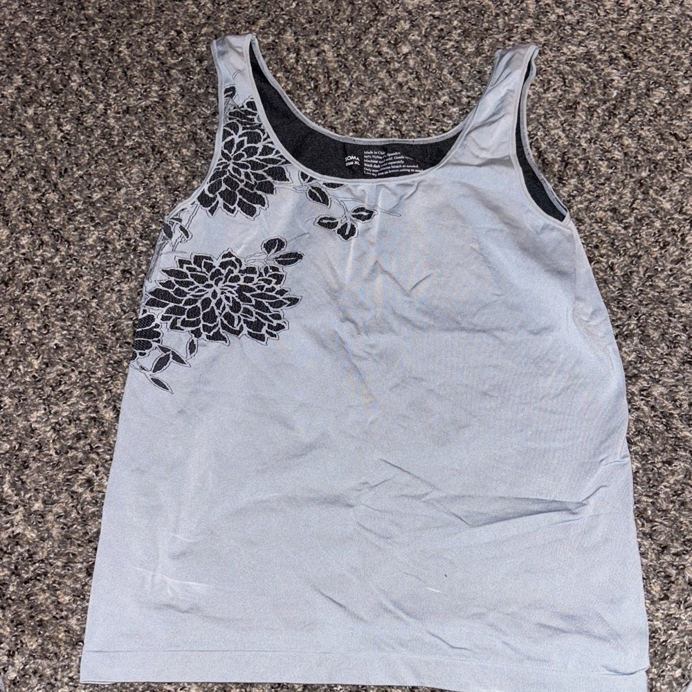 Soma Gray Tank with Black Floral Pattern